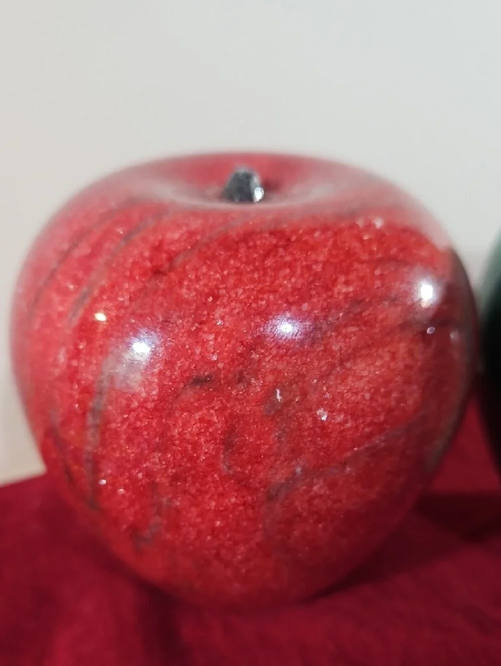 VTG Polished Alabaster Marble Onyx Apple Desk Decor Set of 2